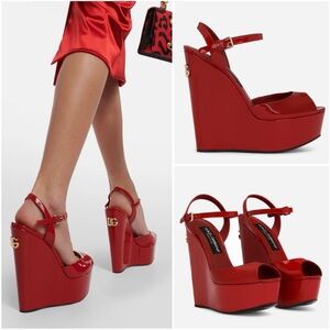 Like new DOLCE & GABBANA Ankle-strap Platform Wedge Sandals In Red $1,020
